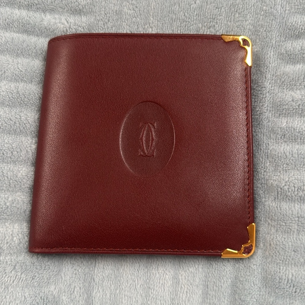 Vintage Cartier Burgundy Mens Bifold  Wallet